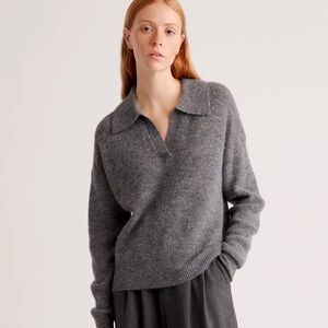 Quince Baby Alpaca-Wool Waffle Stitch Polo Sweater